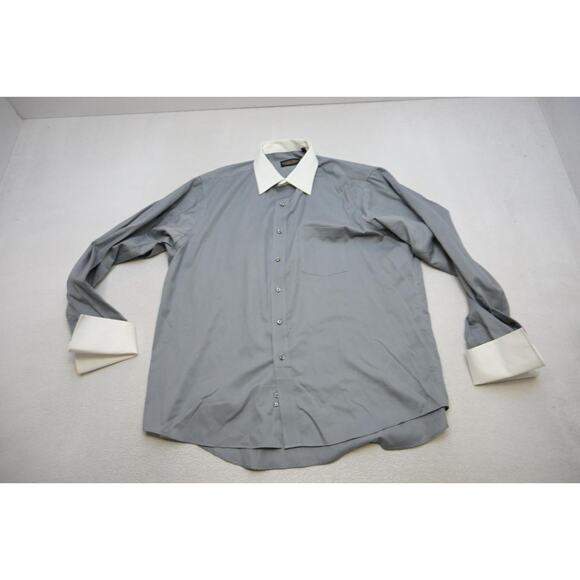 Donald Trump Dress Shirt Regular Fit Gray French Cuff Mens Size 18 36/37 2XL - Picture 6 of 13